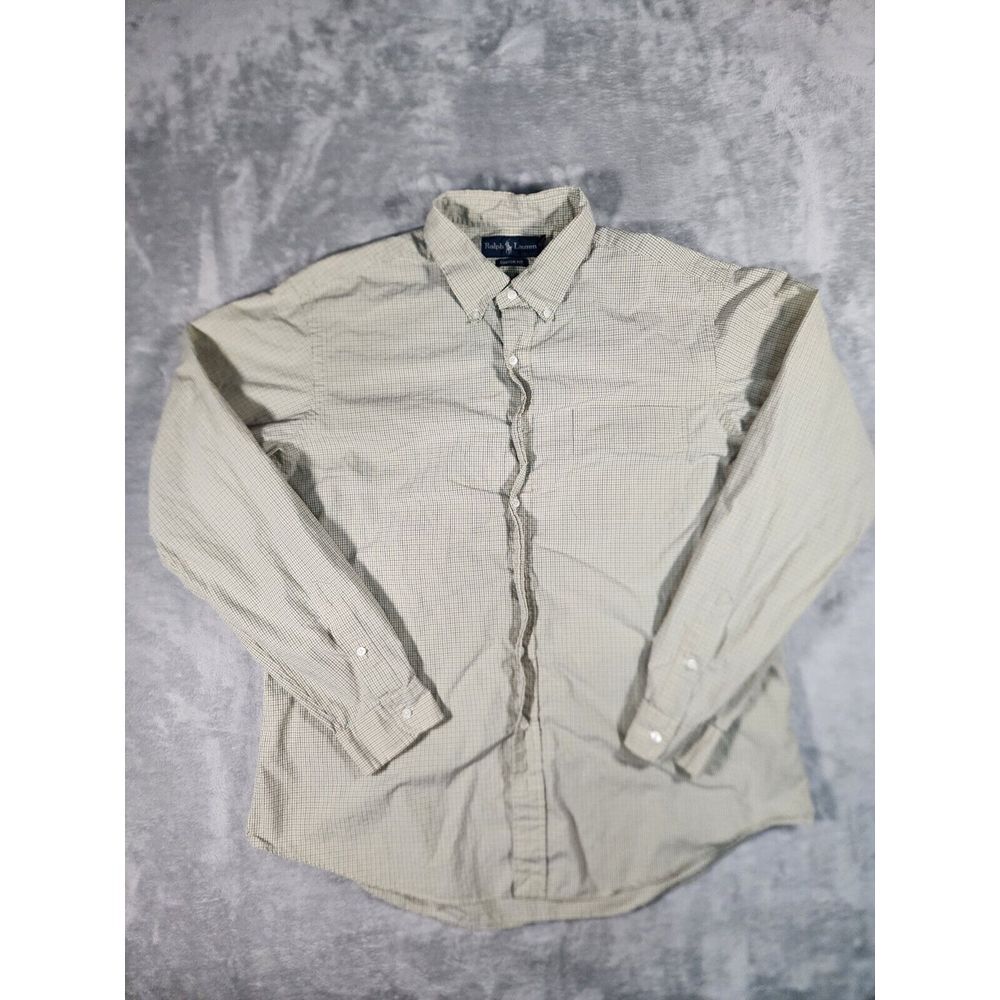 Ralph Lauren Shirt Men's XL Custom Fit Long Sleeve Button Down Check Polo Pony